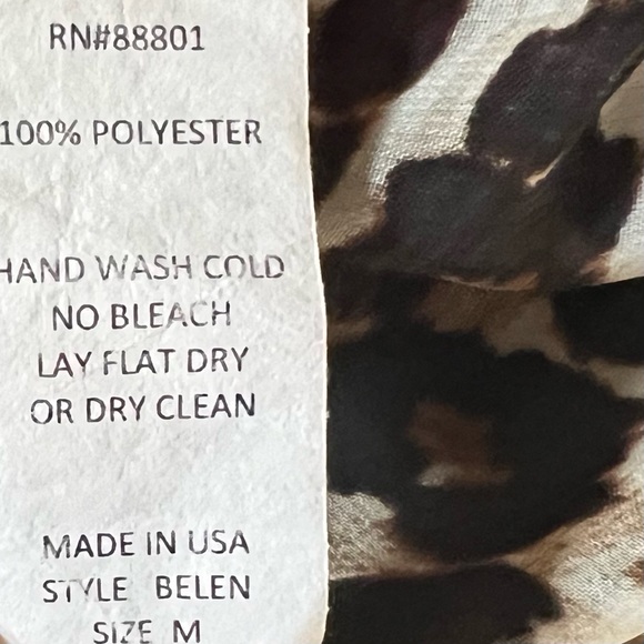 Sheer 🐆 KAY CELINE Gorgeous Sexy LEOPARD Chic HI/LO BLOUSE w/ Zipper TOP M - Picture 16 of 17